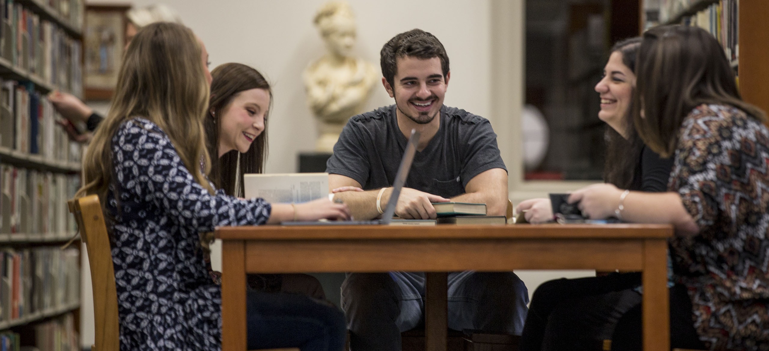 students studying in the library